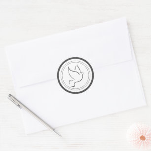 Christmas Dove Of Peace - Grey and White Classic Round Sticker