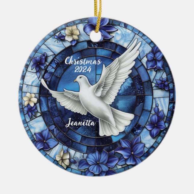 Christmas Dove Personalized Ornament (Front)