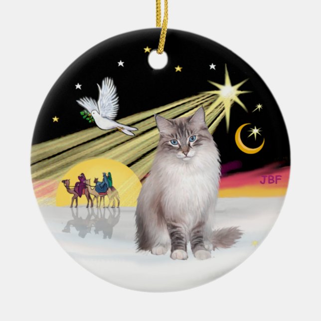 Christmas Dove - Ragdoll Cat (Lynx Colorpiont) Ceramic Ornament (Front)