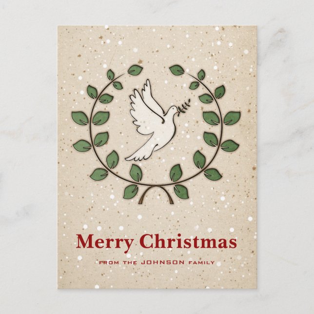 Christmas Dove Wreath Holiday Postcard (Front)