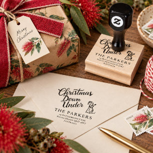 Christmas Down Under Aussie Family Holiday Rubber Stamp
