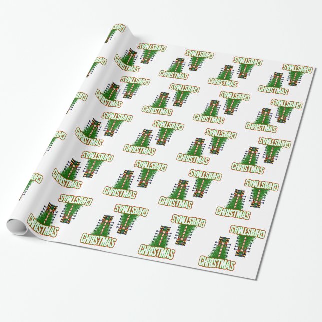 Christmas Drag Tree Holiday Wrapping Paper Glossy (Unrolled)