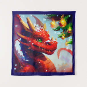 Christmas Dragon 2 Tapestry