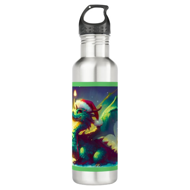 Christmas Dragon 3 Stainless Steel Water Bottle (Front)