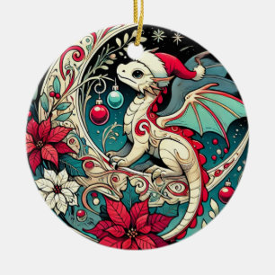 Christmas Dragon Ceramic Ornament
