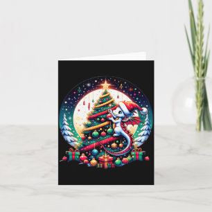Christmas Dragon Decorates Christmas Tree - Merry Card