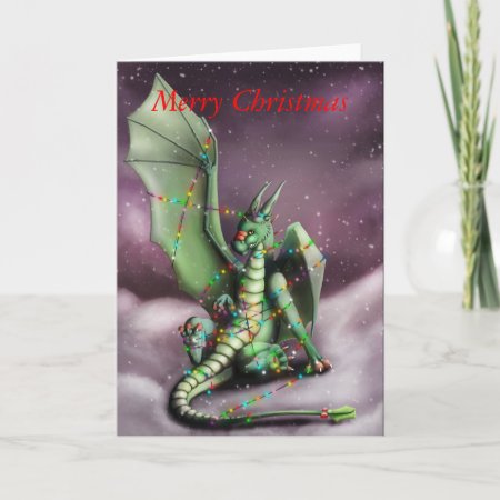 Christmas Dragon Fairy Lights Holiday Card
