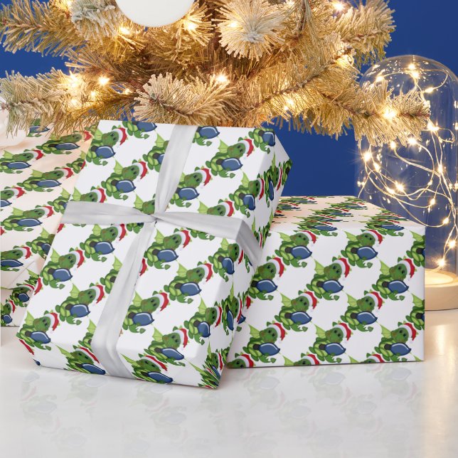 Christmas Dragon Holiday cartoon wrapping paper (Holidays)