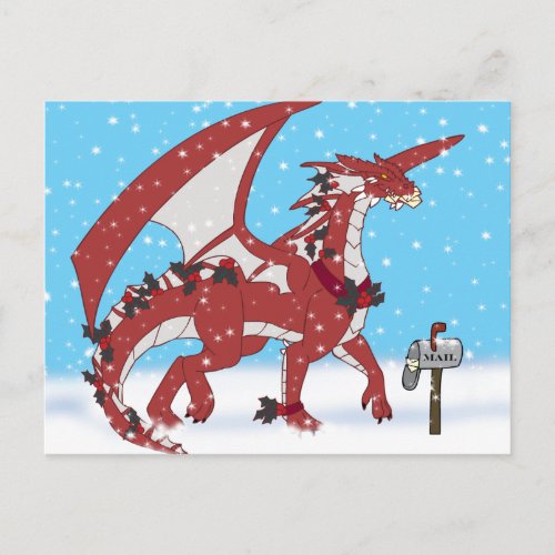 Christmas Dragon Holiday Postcard