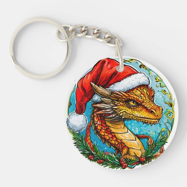 Christmas dragon keychain (Front)