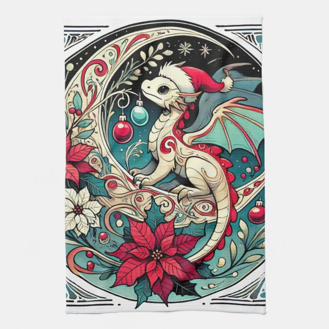 Christmas Dragon                                   Kitchen Towel (Vertical)