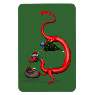 Christmas Dragon Santa Magnet