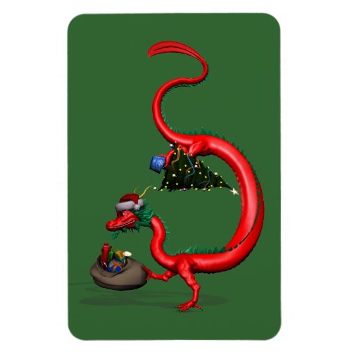 Christmas Dragon Santa Magnet