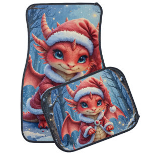 Christmas dragon, too cute to arrest, car floor mat