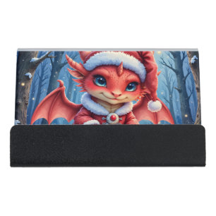Christmas dragon, too cute to arrest,  desk business card holder