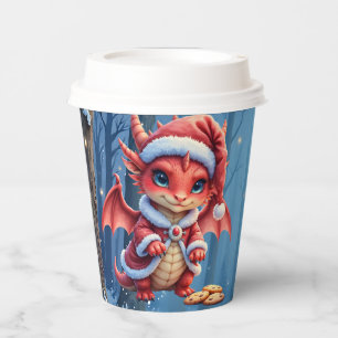 Christmas dragon, too cute to arrest, paper cups