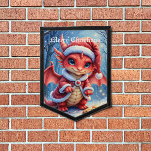 Christmas dragon, too cute to arrest, pennant