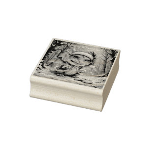 Christmas dragon, too cute to arrest,  rubber stamp