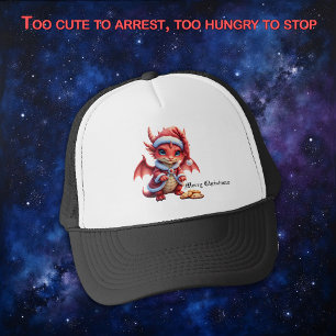 Christmas dragon, too cute to arrest, trucker hat