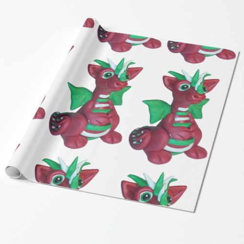 Christmas dragon wrapping paper