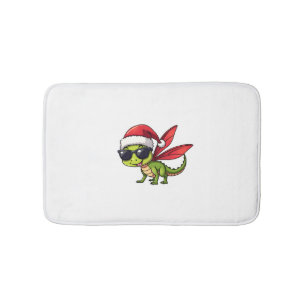 Christmas Dragonfly Santa Hat Funny Xmas Kids Bath Mat