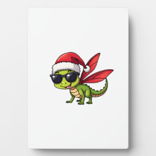 Christmas Dragonfly Santa Hat Funny Xmas Kids Plaque
