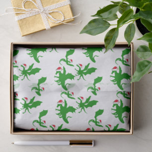 Christmas Dragons in Santa Hats Fun Holiday Tissue Paper