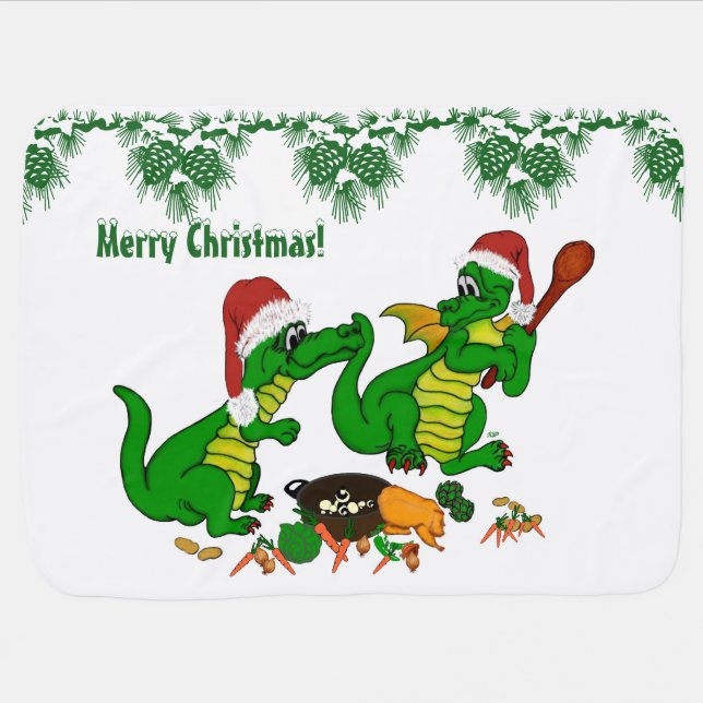 Christmas Dragons - today I will cook Receiving Blanket (Horizontal)