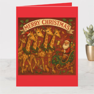 Christmas Dreams - Santa And Giraffes Card