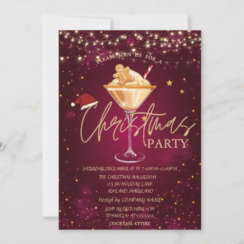 Christmas Drink Gingerbread Cookie Red Christmas  Invitation