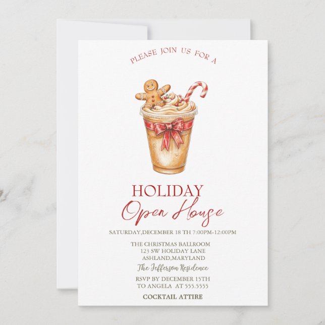 Christmas Drink Gingerbread Holiday Open House  Invitation (Front)