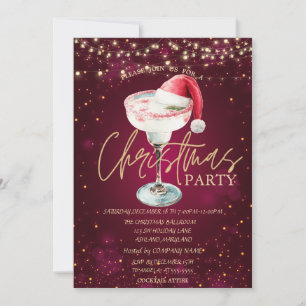 Christmas Drink Santa Hat Red Christmas  Invitation