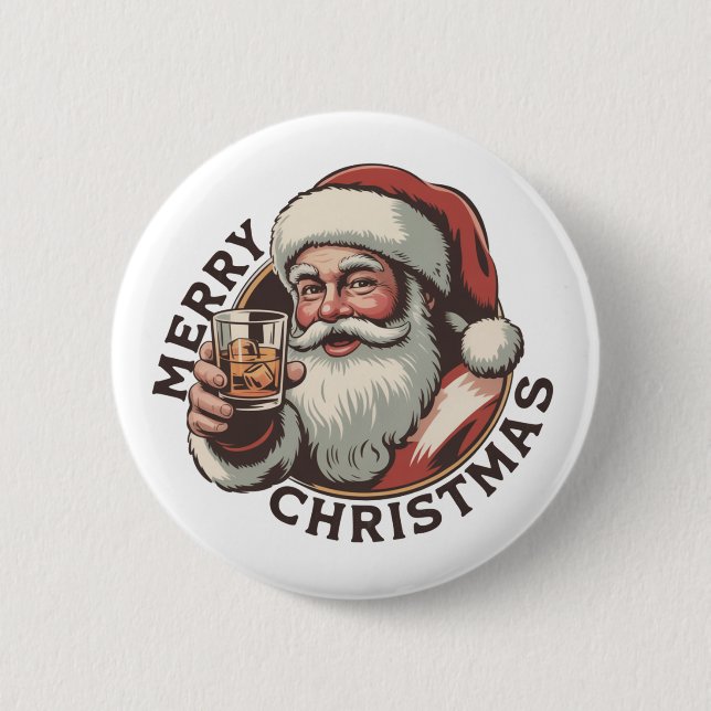 Christmas Drinking Bourbon Party Whiskey Lover  Button (Front)
