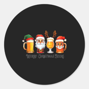 Christmas Drinking Merry Christmas Santa Beer Classic Round Sticker