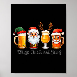 Christmas Drinking Merry Christmas Santa Beer Poster