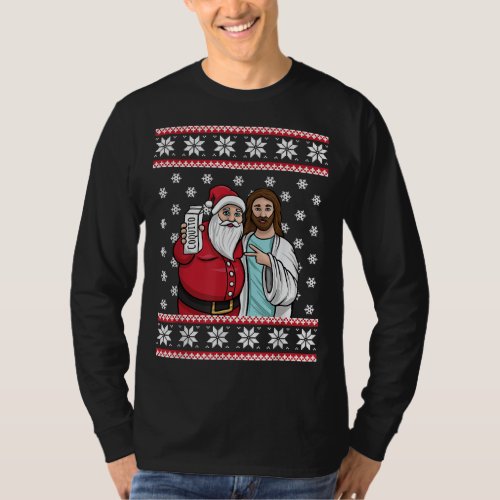 Christmas Drinking Party Santa Jesus Jingle Bro Co T_Shirt