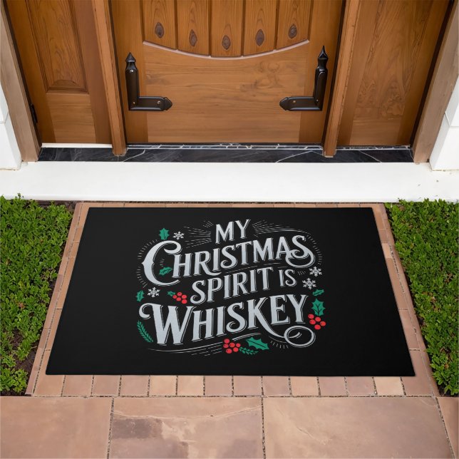 Christmas Drinking Whiskey Lovers Drinker Saying  Doormat (Outdoor)