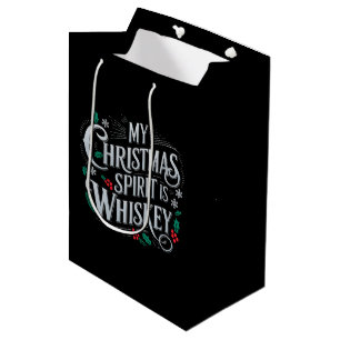 Christmas Drinking Whiskey Lovers Drinker Saying Medium Gift Bag