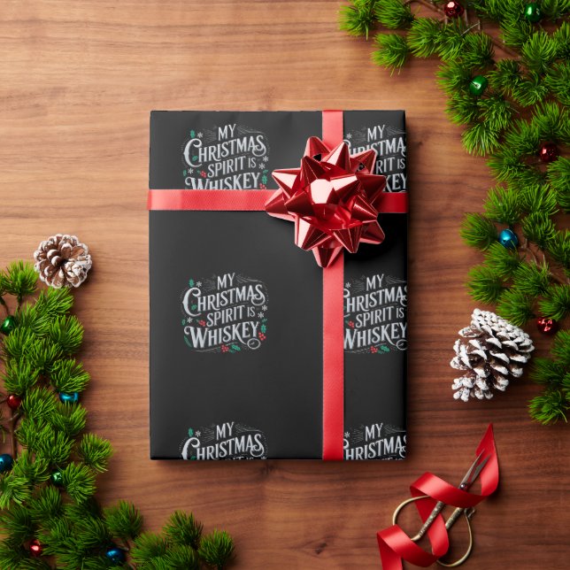 Christmas Drinking Whiskey Lovers Drinker Saying  Wrapping Paper (Holiday Gift)
