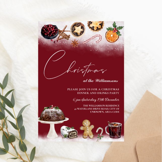 Christmas drinks and food dinner party invitation (Creator Uploaded)