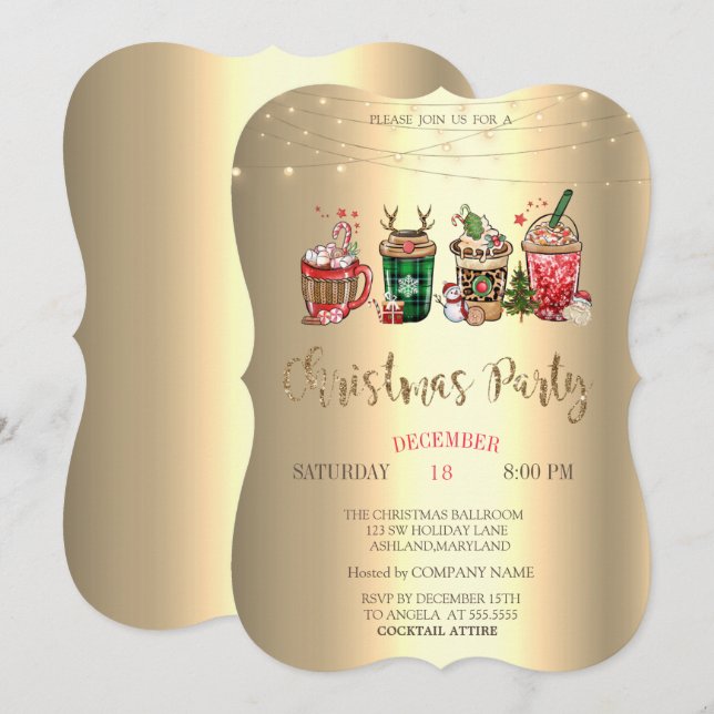 Christmas Drinks Christmas Company Party  Invitation (Front/Back)