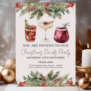 Christmas Drinks Cocktails Party Invitation