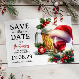 Christmas Drinks Party Save the Date Postcard