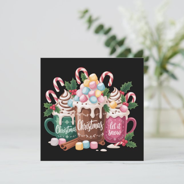 Christmas Drinks Pink Coquette Gingerbread Coffee  Holiday Card (Standing Front)