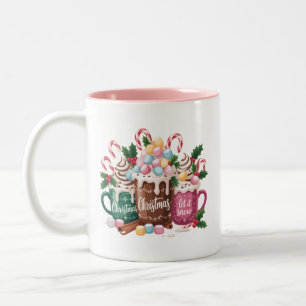 Christmas Drinks Pink Coquette Gingerbread Coffee  Two-Tone Coffee Mug