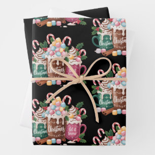 Christmas Drinks Pink Coquette Gingerbread Coffee  Wrapping Paper Sheets