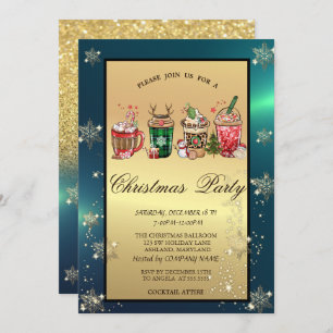 Christmas Drinks Snowflakes Company Party Invitation