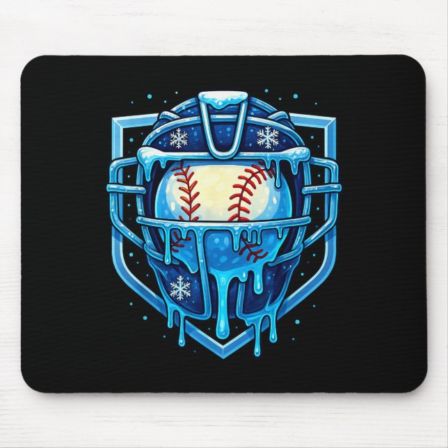 Christmas Drip Baseball Catcher Mask Ice Cream Dri Mouse Pad (Front)