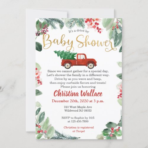 Christmas Drive By Baby Shower Invitations