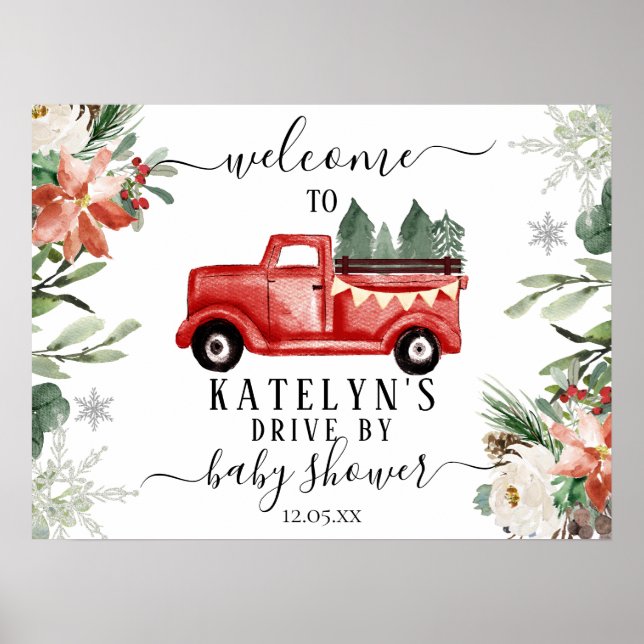 Christmas Drive By Baby Shower Welcome Sign (Front)